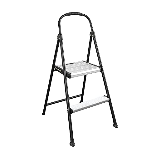 Black Aluminum Folding Step Stool with Rubber Hand Grip C777