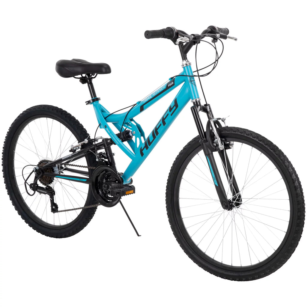 24 Trail Runner Girls Full Suspension Mountain Bikes Teal Blue N3649