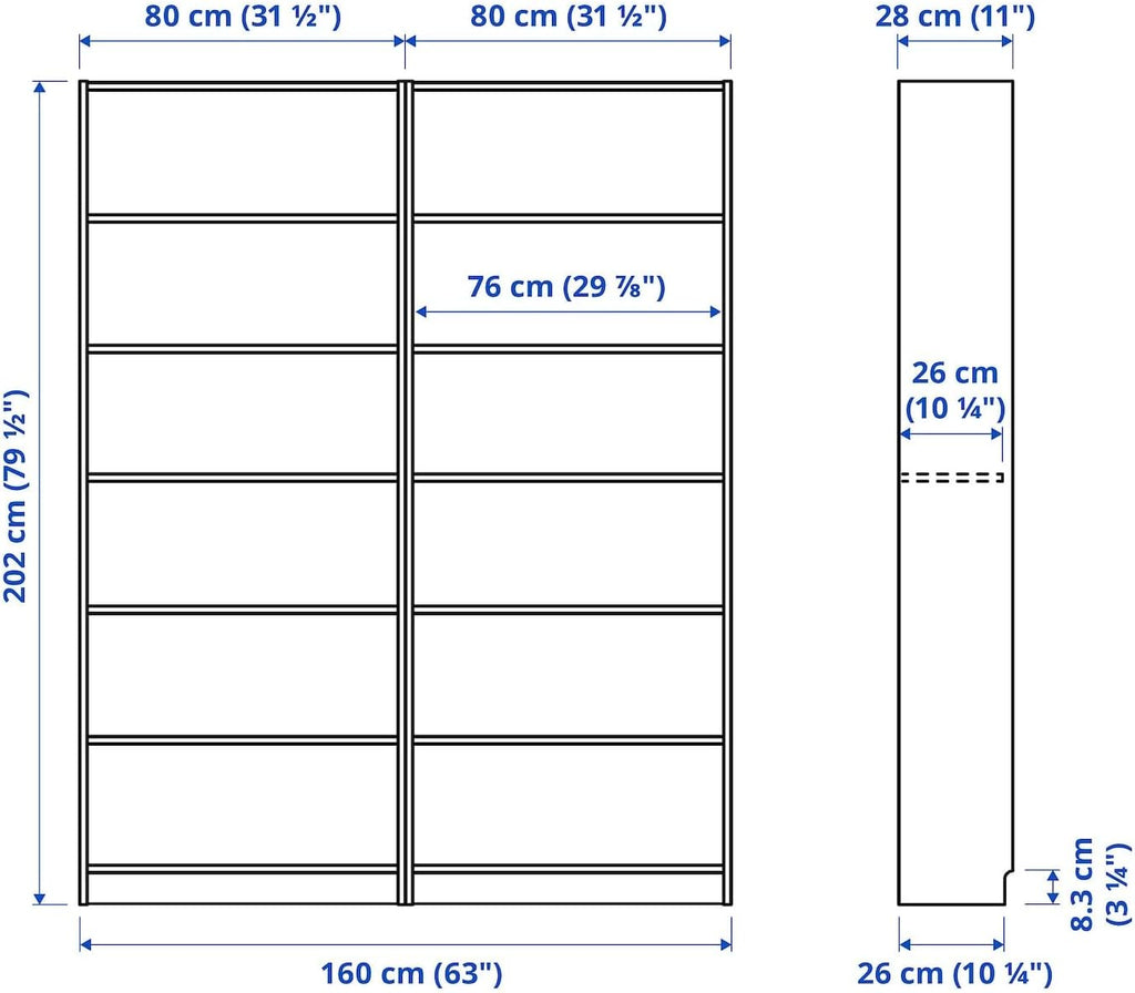 White 63x11x79 1/2 Bookcase W877