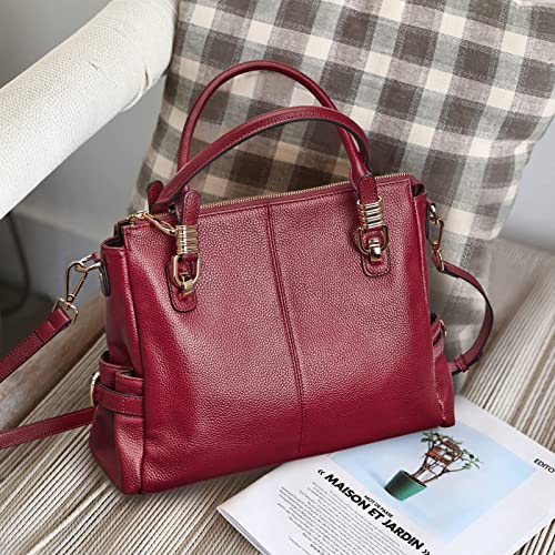 Soft Genuine Leather Satchel Tote Shoulder Bag B653794
