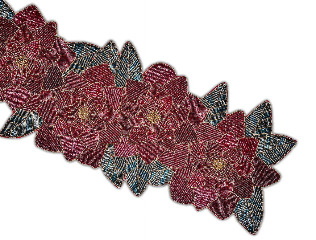 Handmade Beaded Floral Table Runner 13X36 Inch I353867