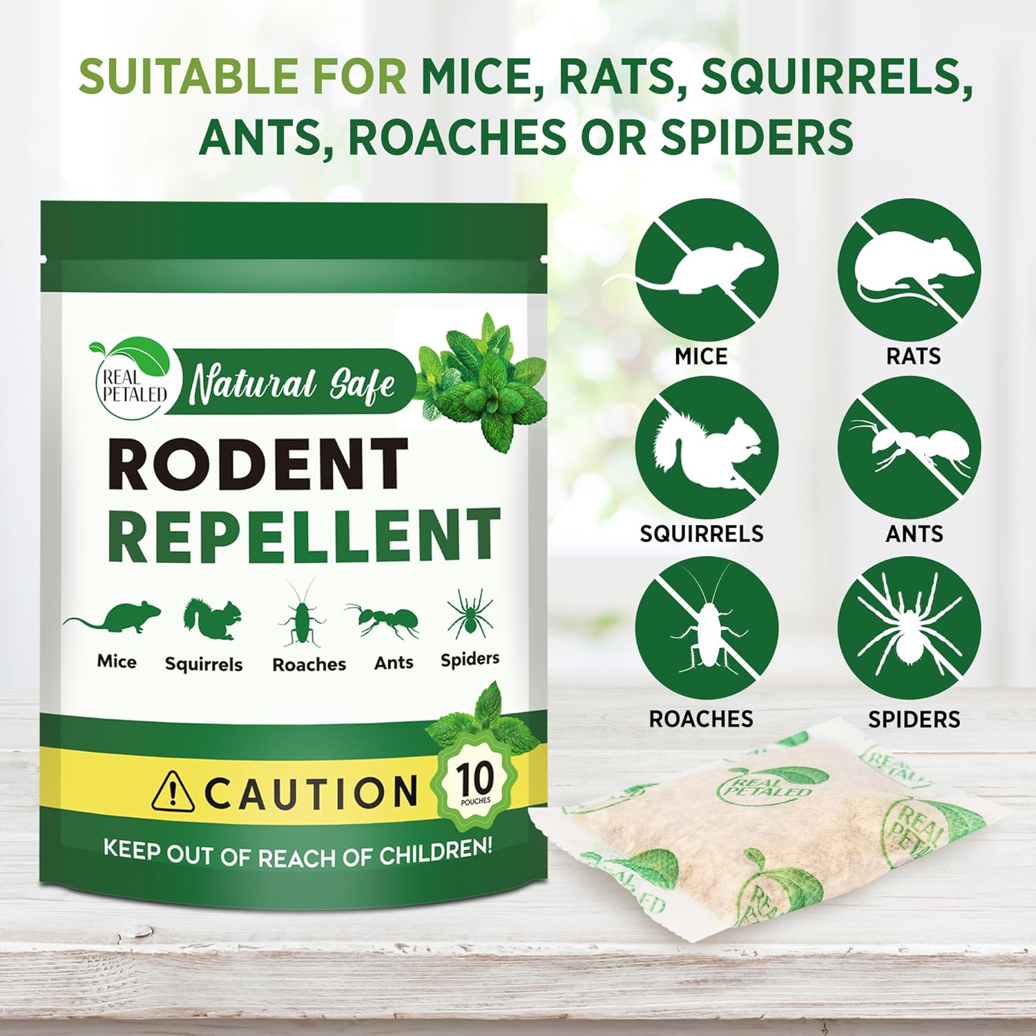Natural Peppermint Oil Rodent Repellent Pouches, 10 Pouches T85831