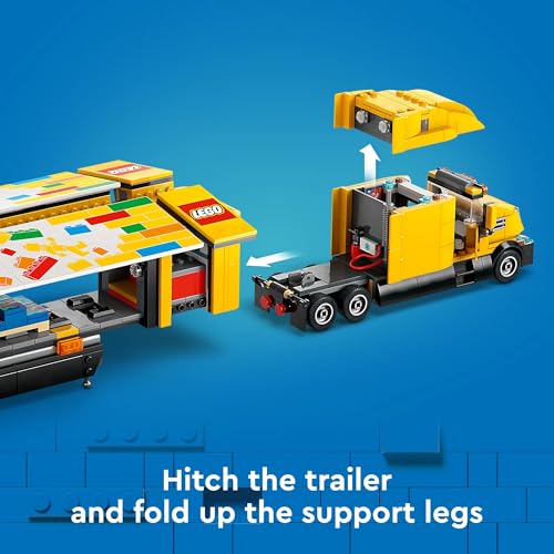Yellow Delivery Truck Toy with Semitruck Model, Forklift and 4 Minifigures U1391