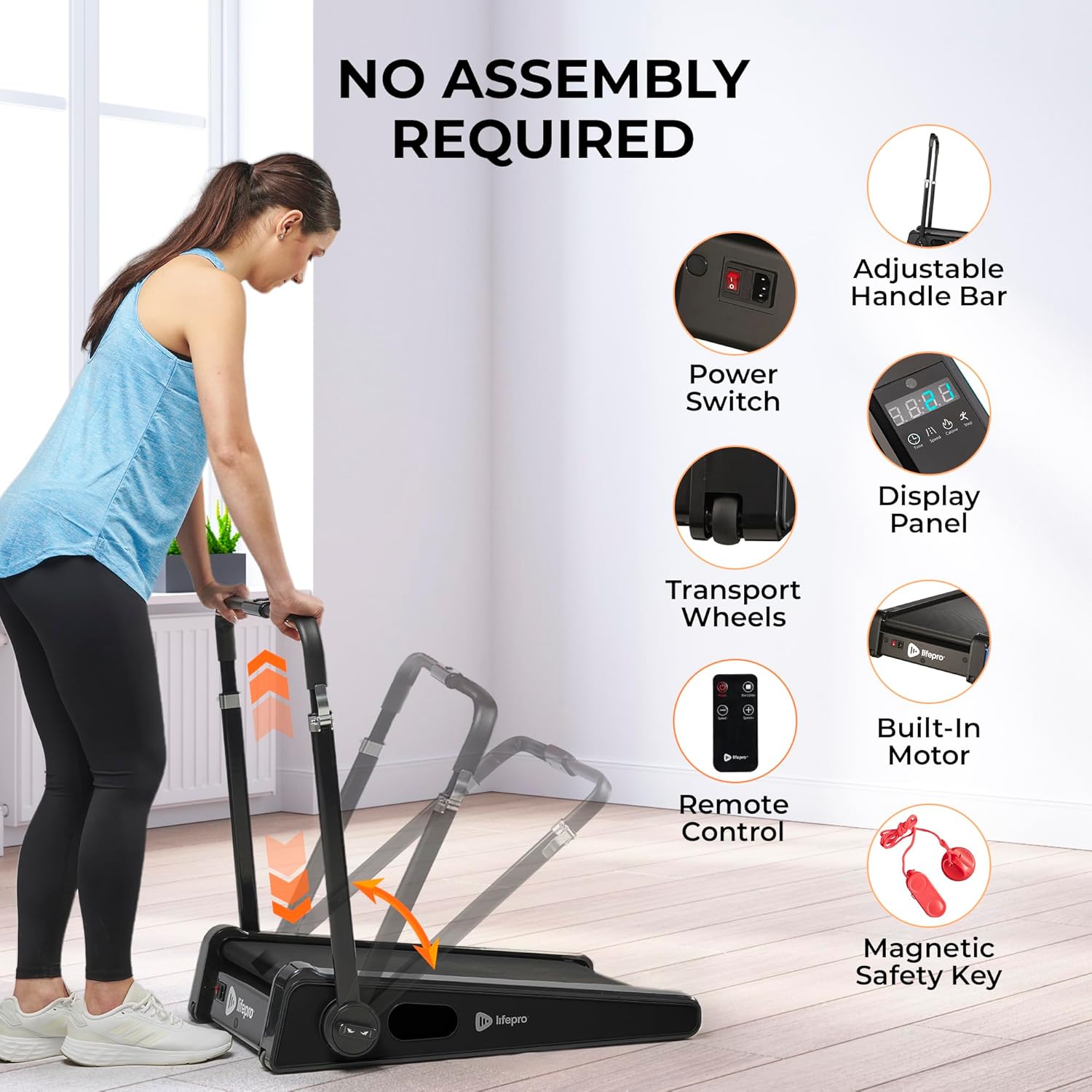 Smallest Portable Mini Walking Pad with Adjustable Handlebar, Max Speed 3 MPH, 30 inch Mini Walking Treadmill, 220 Lbs Max Weight J450330