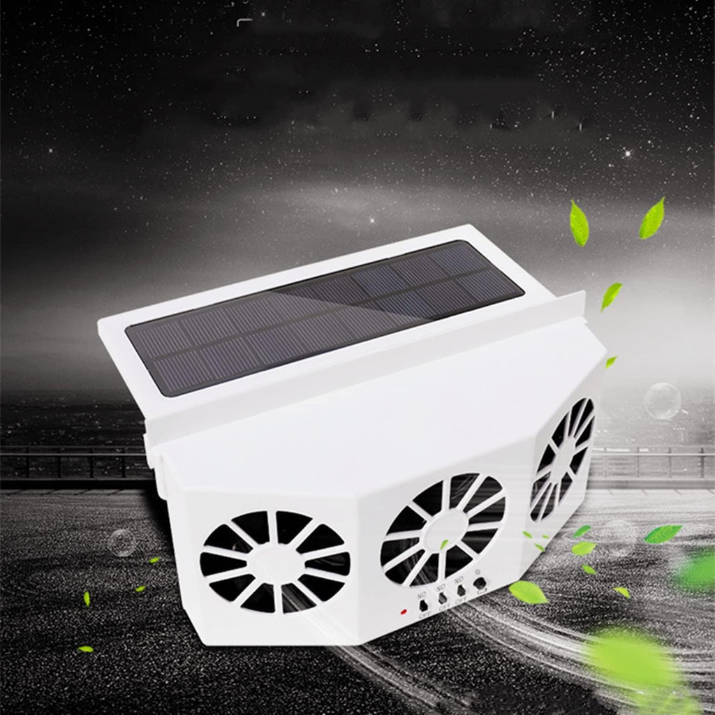 White 12V Solar Powered Car Window Fan J1593
