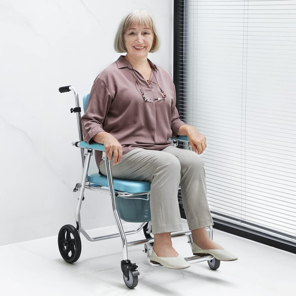 Stand Alone Toilet Safety Rail and Folding Shower Commode Wheelchair Heavy Duty Medical Toilet Safety Frame Adjustable Bathroom Toilet Handrails N65496