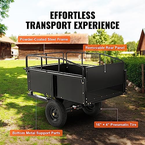 750-Pound 15 Cubic Feet Steel Dump Cart with Removable Sides J5459