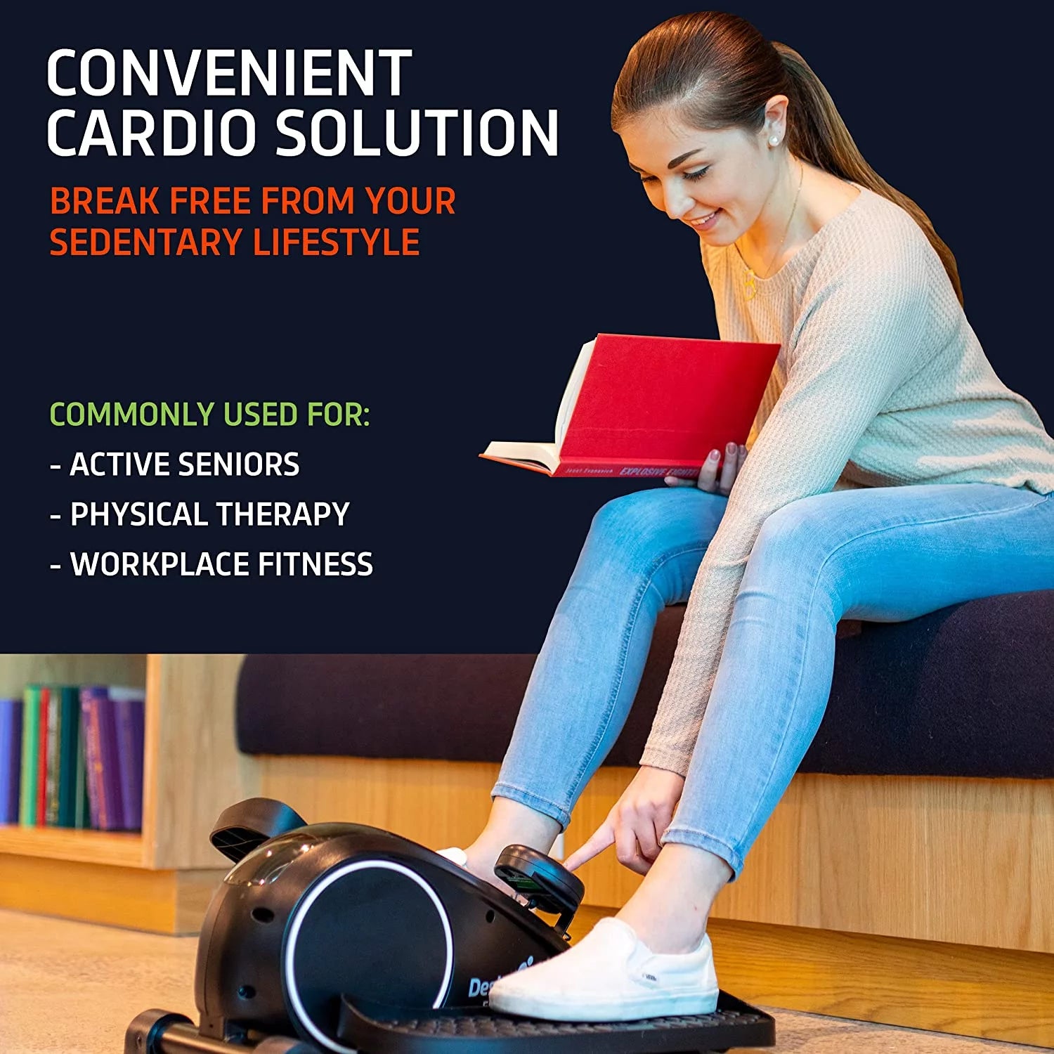 Black Compact Under Desk Elliptical Machine N169897