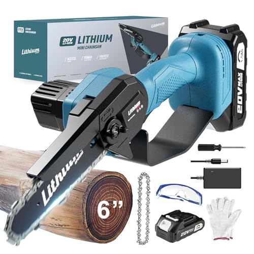 6-Inch Cordless Electric Mini Chainsaw with 2 Batteries Q1250