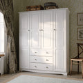 100% Solid Wood 4-Door Wardrobe Armoire D67568