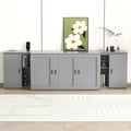 Queen Size Murphy Bed with Shelves, Cabinets and USB Ports, Gray Q16087