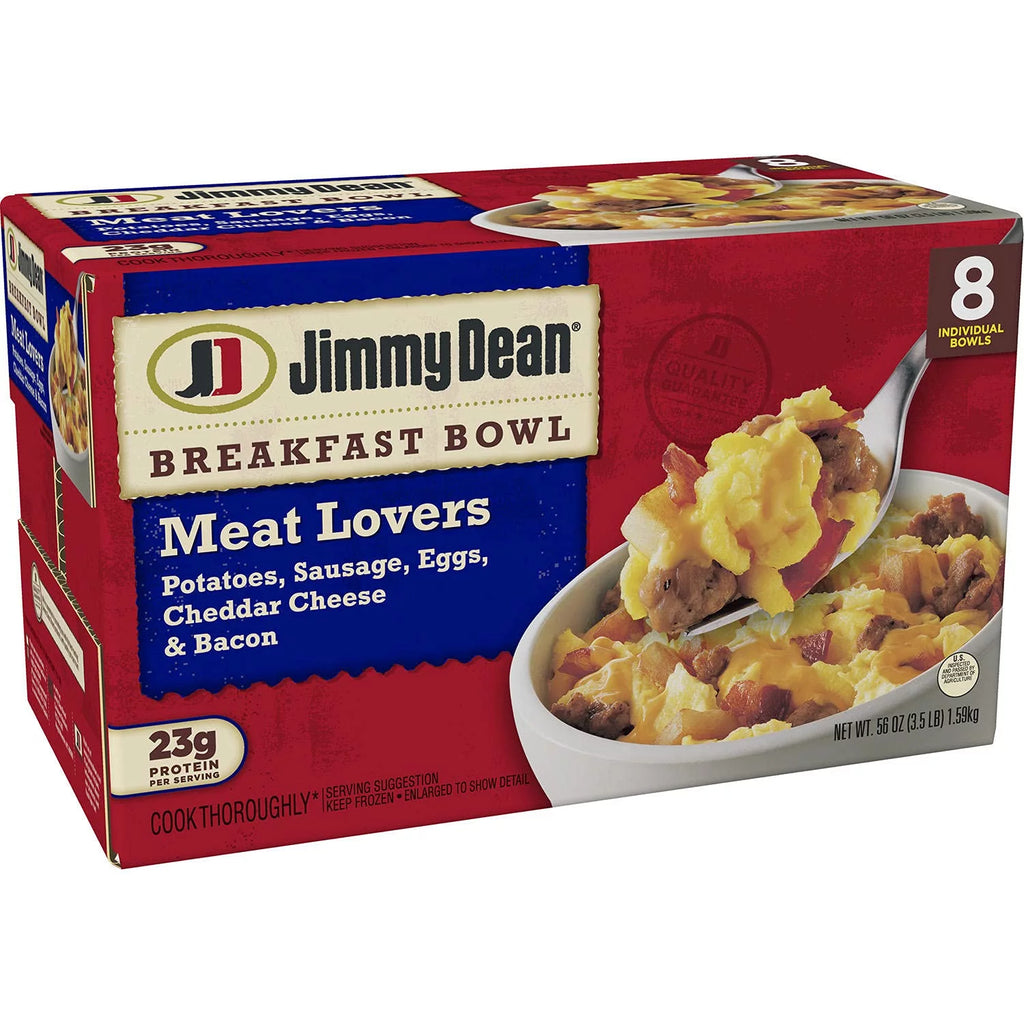 Meat Lovers Breakfast Bowls, 3 Boxes (24 Bowls Total), Potatoes, Sausage, Eggs, Cheddar Cheese, Bacon, Frozen Meal U477476