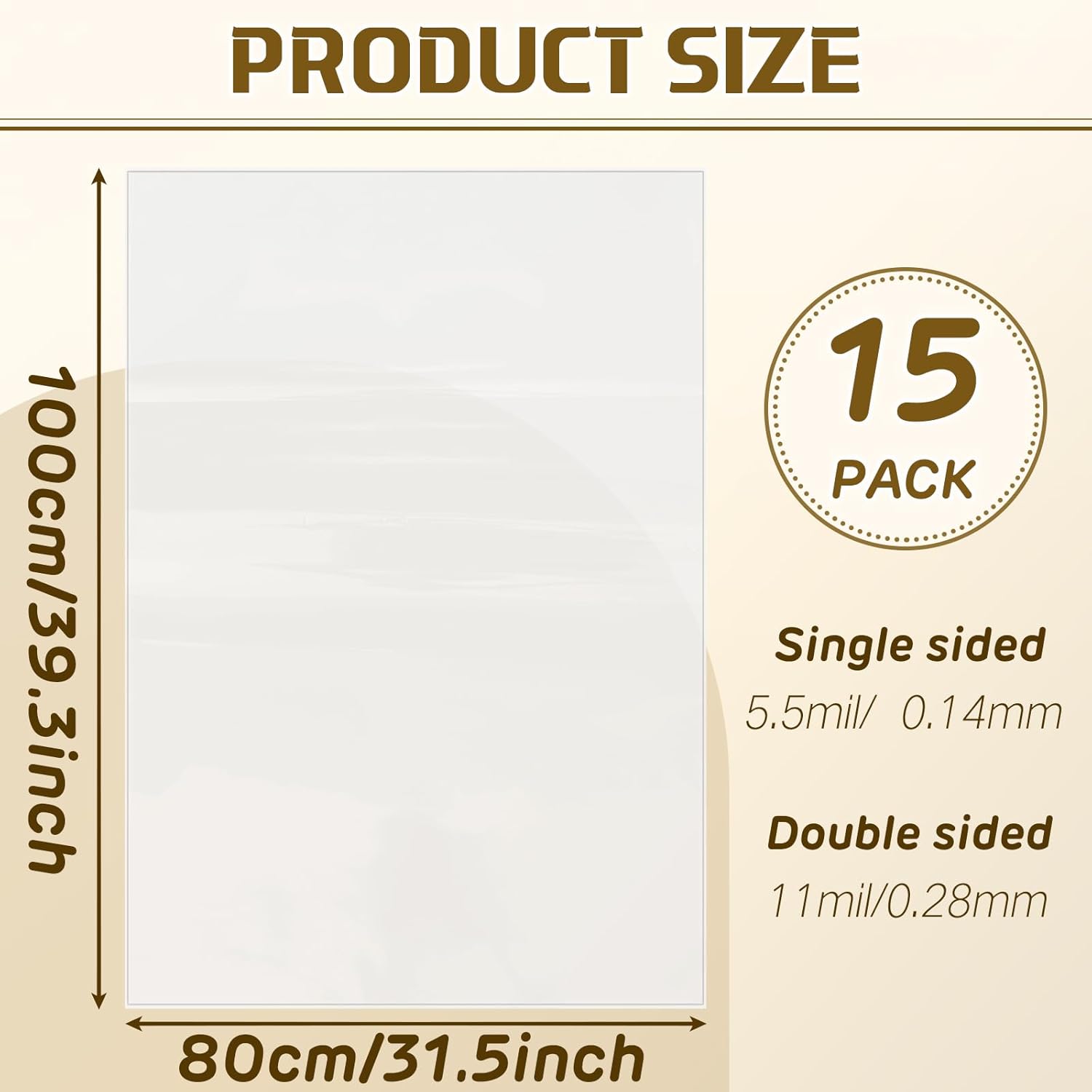 15 Pieces 39.37 x 31.5 Inch Plastic Clear Dust Collector Bags 70 Gallon Y627