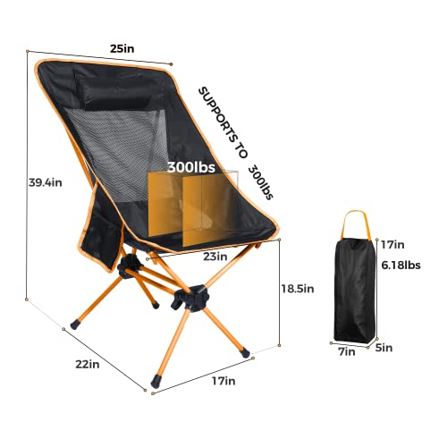 Compact Folding High Back Camping Chair with 2 Side Pockets Black/Gray W65548