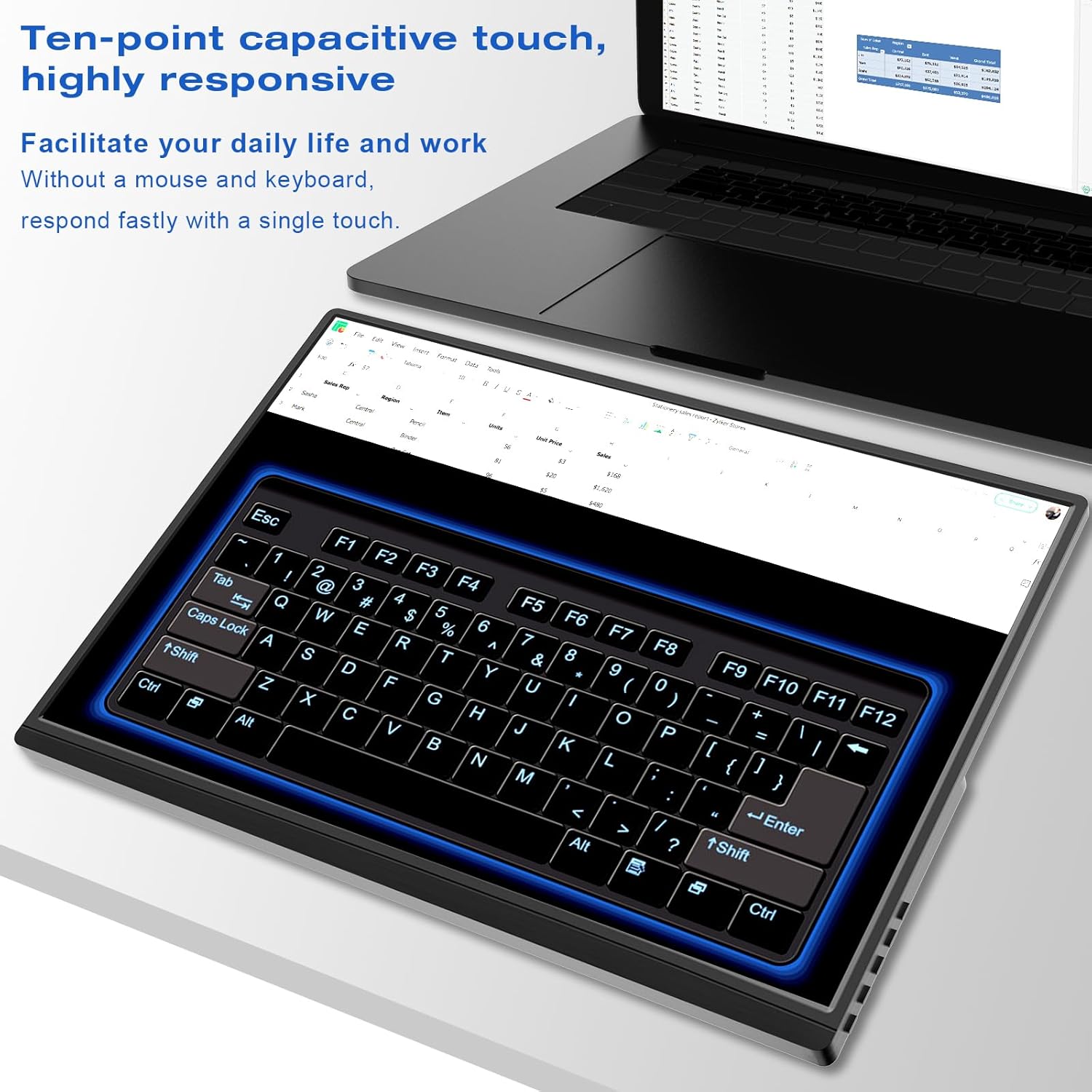 16 Inch FHD IPS Touchscreen Portable Monitor with Built-in Speakers K44409