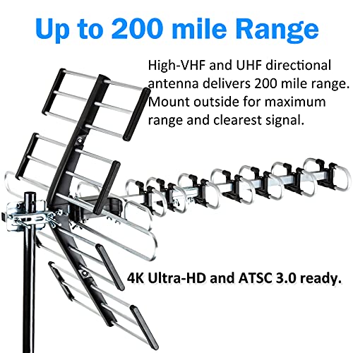 Outdoor HDTV Antenna Long Range Digital OTA Antenna for 4K 1080P VHF UHF W87458