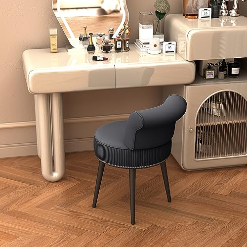 Grey Velvet Vanity Stool Chair with Back O119042