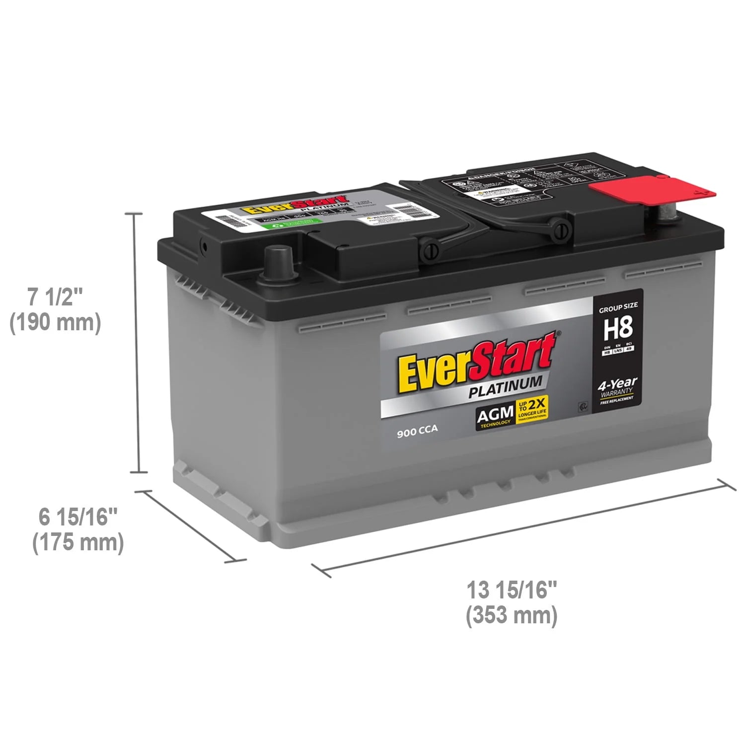 Group Size H8 AGM Battery, 12 Volt, 900 CCA L6787