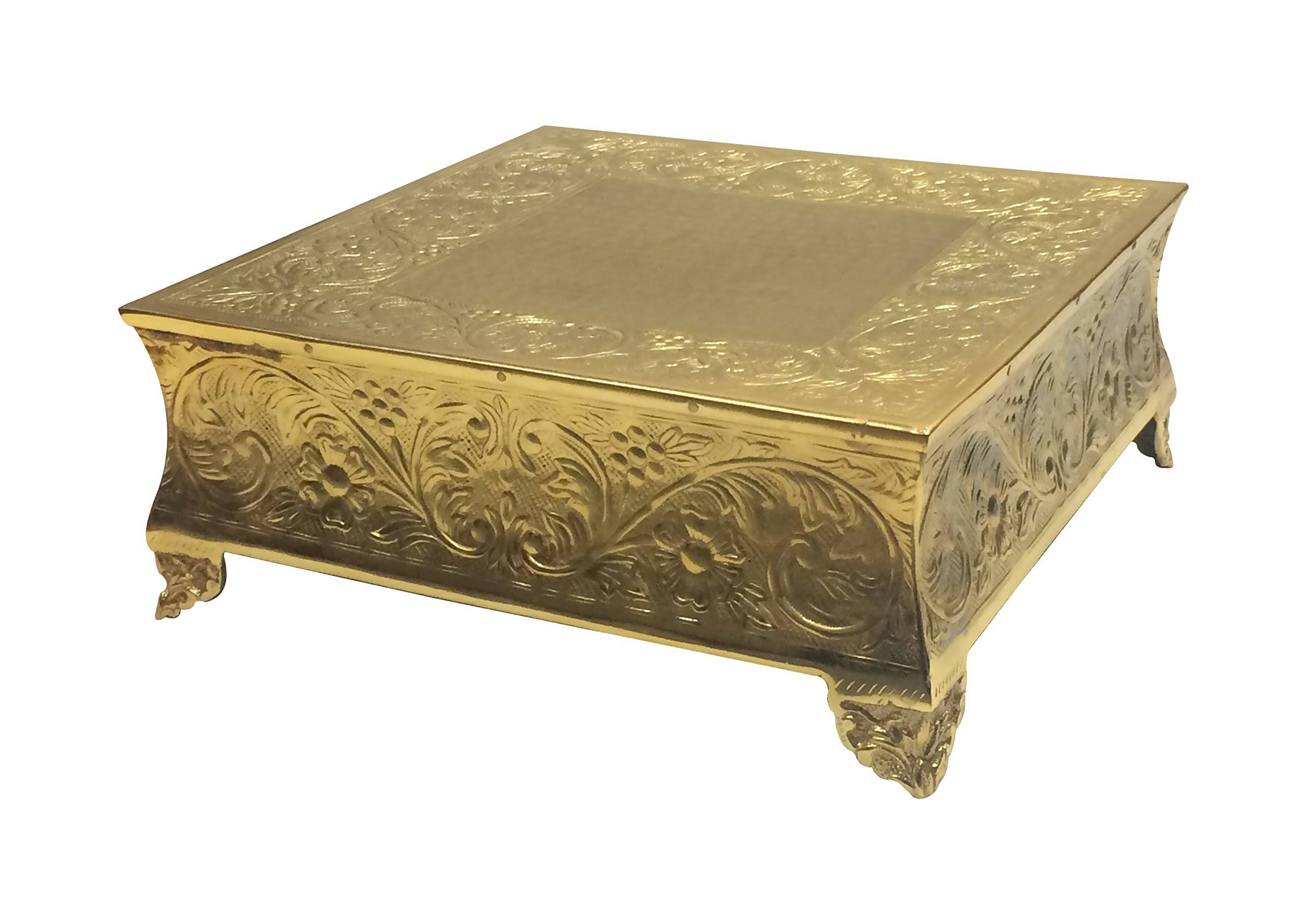 Gold Wedding Cake Stand Square 18x22 Aluminum Metal W659
