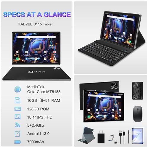 128GB ROM 16GB RAM 10.1 Inch Android Tablet with Keyboard L43193