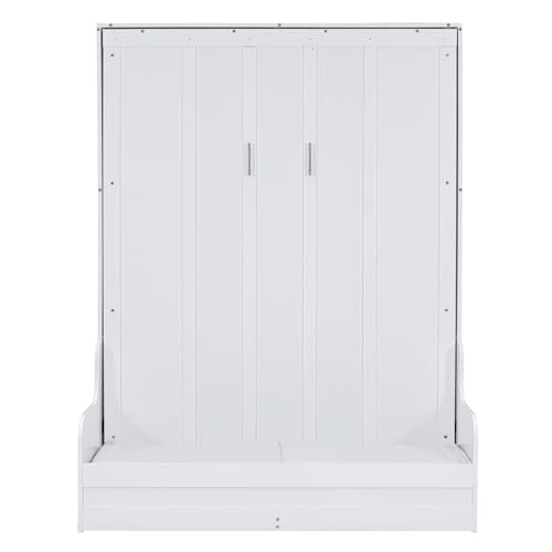 White Queen Size Wood Murphy Bed with Cushion T64867