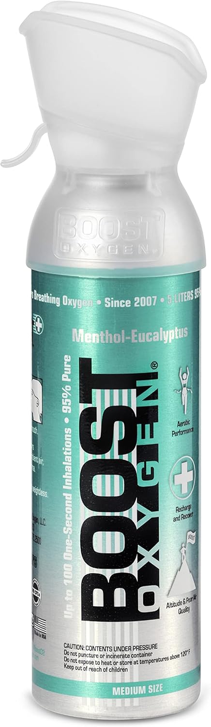10 Liter All Natural Flavored (4 Pack) and 5 Liter Eucalyptus Flavored (1 Pack) Supplemental Canned Oxygen Bottle with Mouthpiece C812