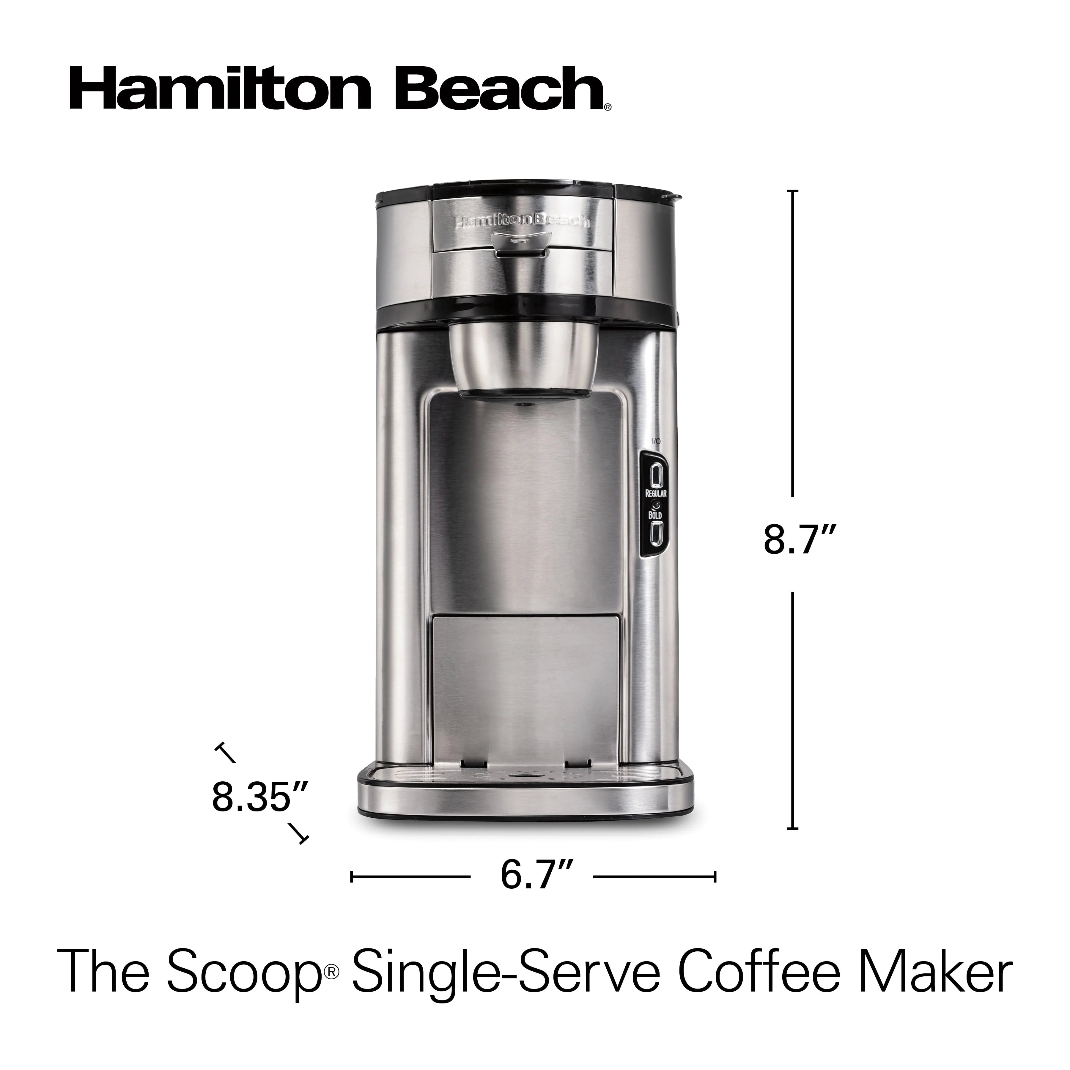 Single-Serve Coffee Maker, 14 oz., Stainless Steel S263146