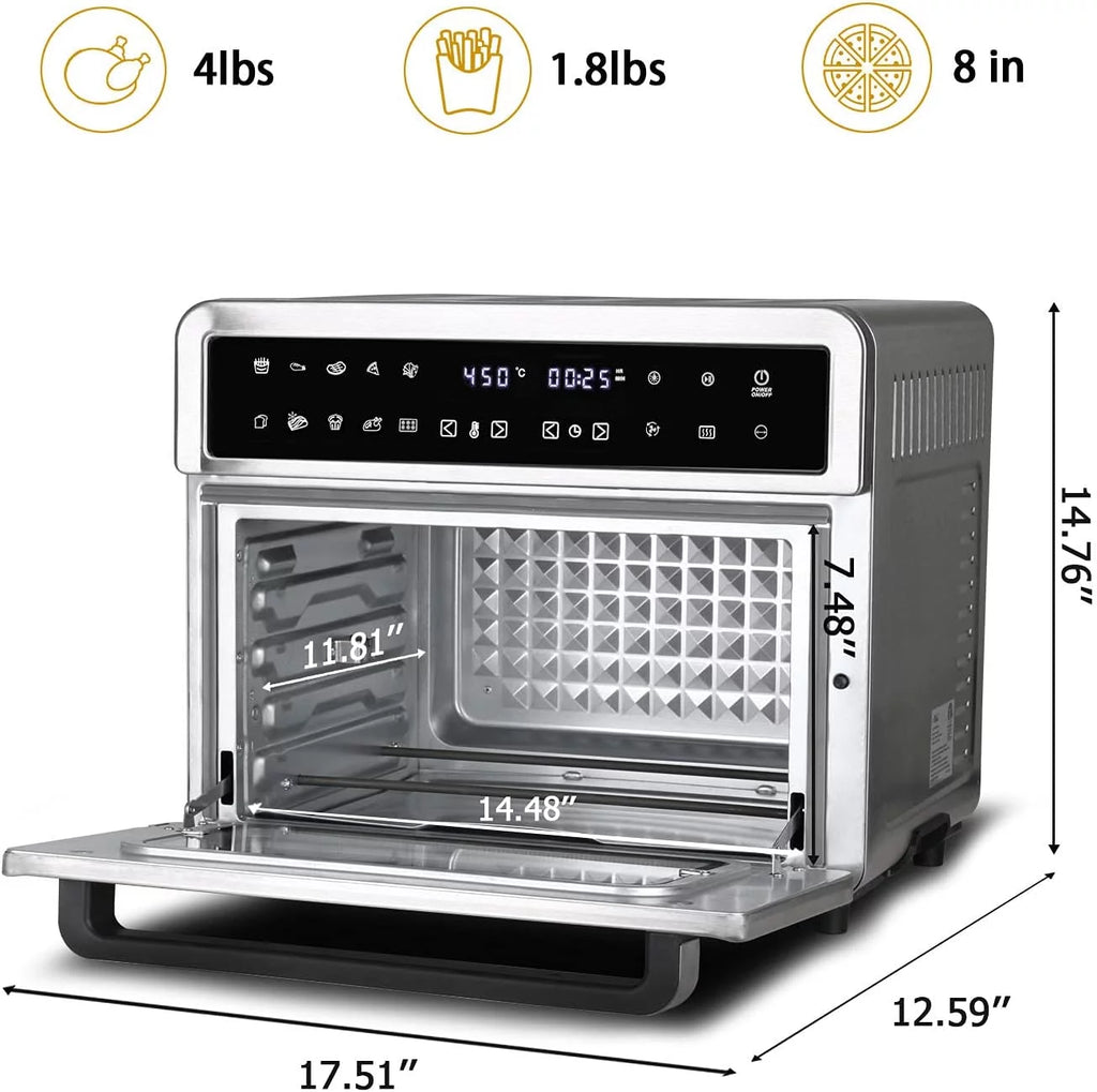 26QT Extra Large Digital Convection Oven Air Fryer Combo With Rotisserie And Dehydrator T994
