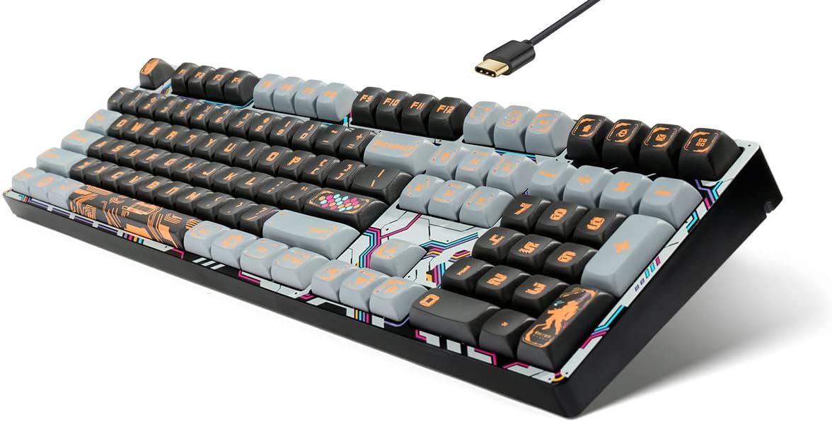 Wired 108 Keys Mechanical Gaming Keyboard with Macaron Theme Keycaps E235438