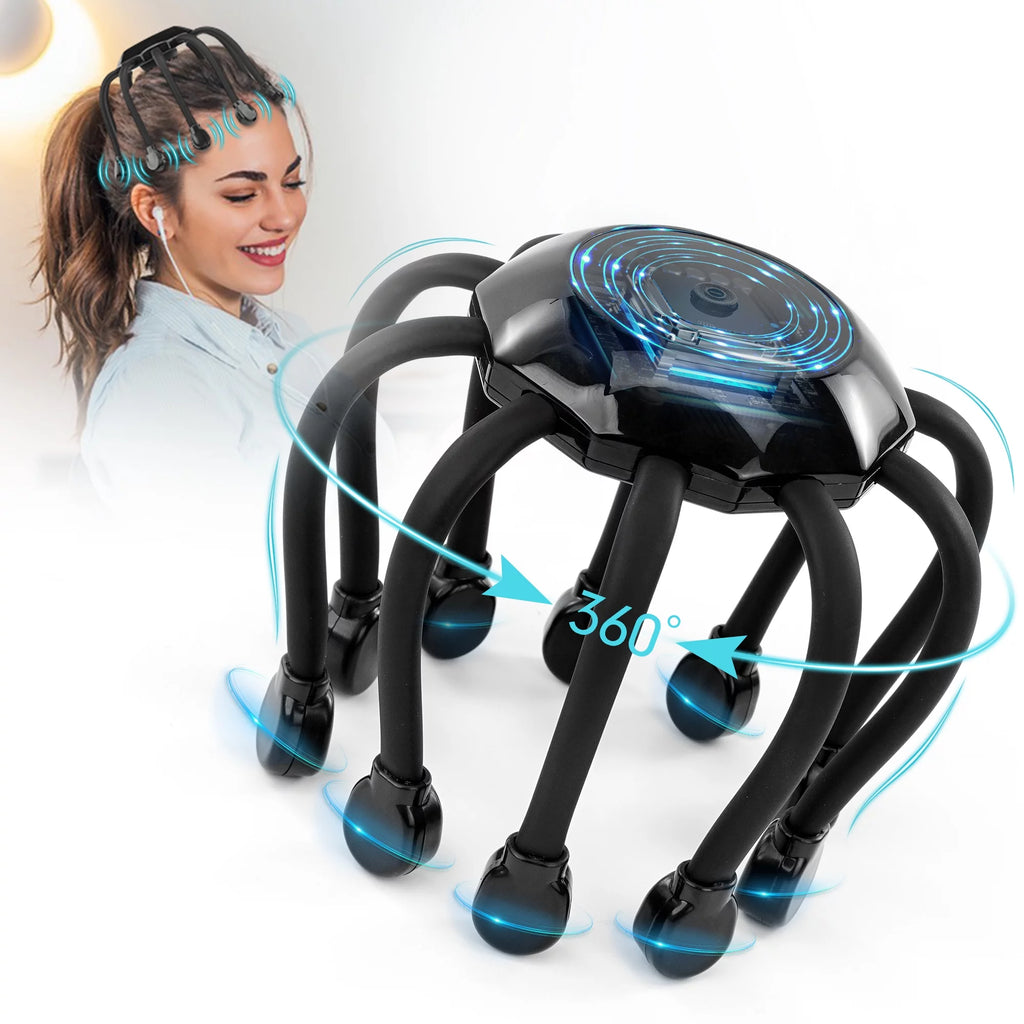 Black Electric Scalp Massager with 5 Modes and 10 Vibrating Contacts E7883