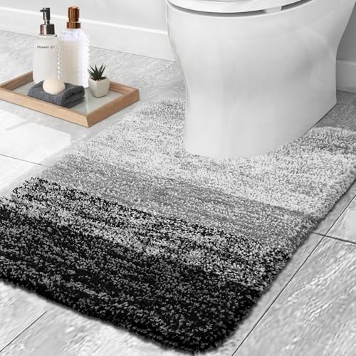 Grey U-Shaped Microfiber Toilet Bath Mat S3686