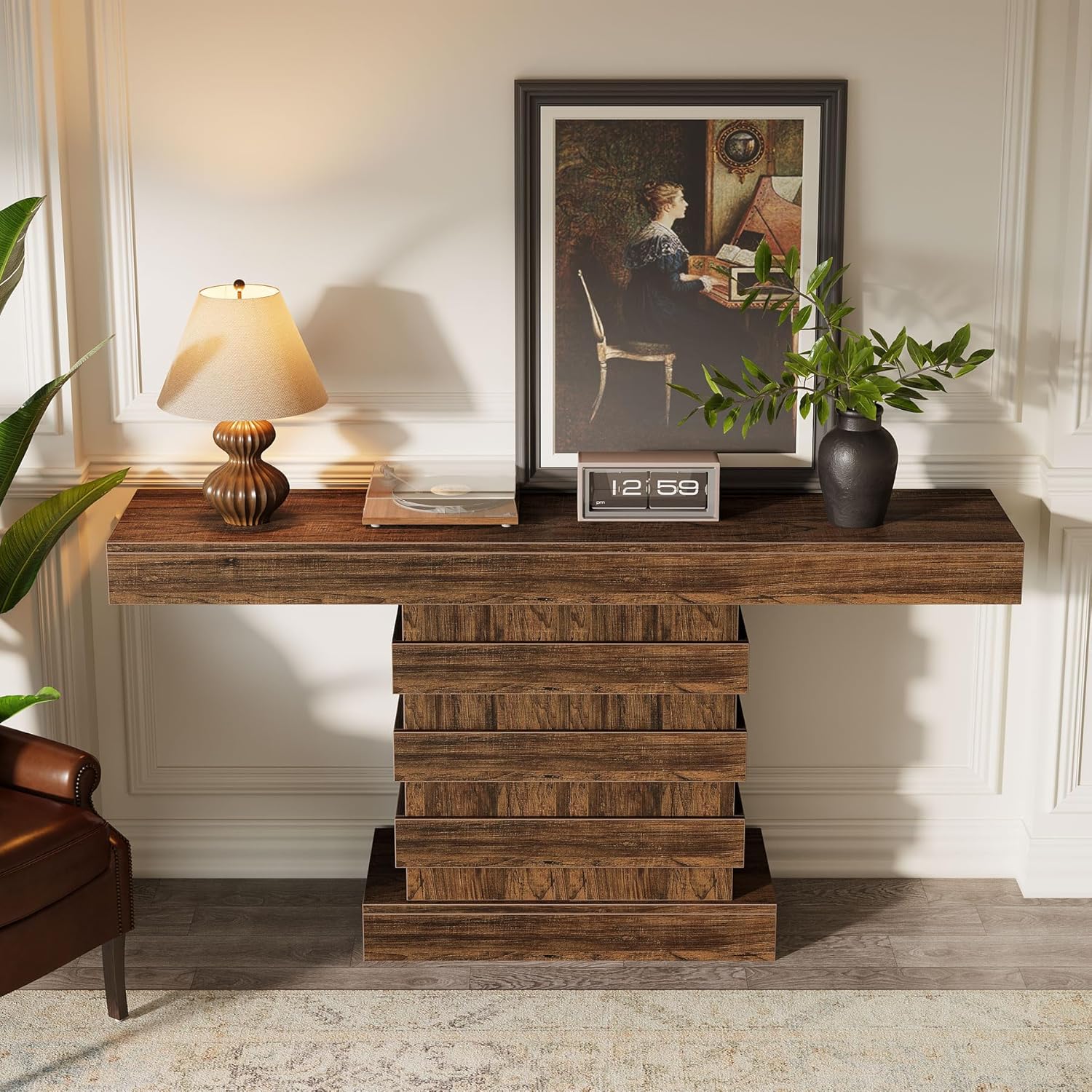 Rustic Brown 63-Inch Wooden Console Table F31392