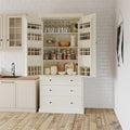 77" Grey Wooden Kitchen Pantry with 3 Drawers D8563