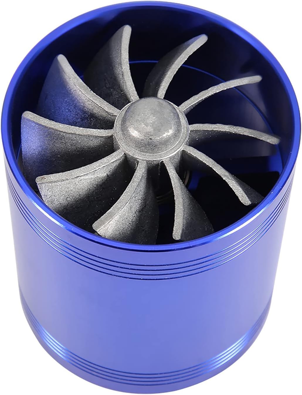 Twin Fan Turbine Car Air Intake Turbocharger Super Gas Fuel Saver Turbo (Blue) G7421