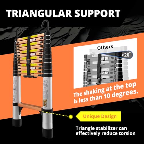 26.2FT Aluminum Telescoping Ladder with Stabilizer Bar I1026