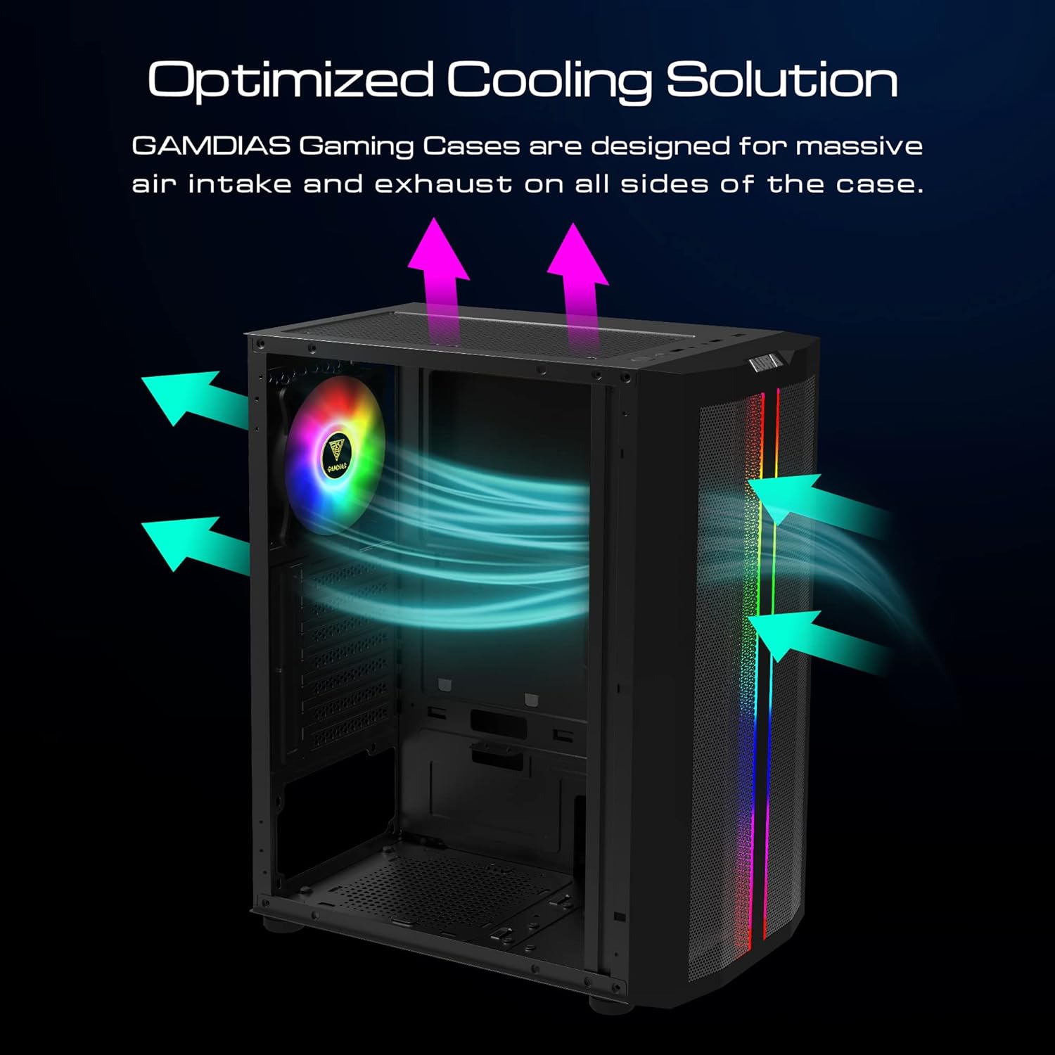 ATX Mid Tower Gaming Computer PC Case with Side Tempered Glass and 120mm ARGB Case Fans R122174