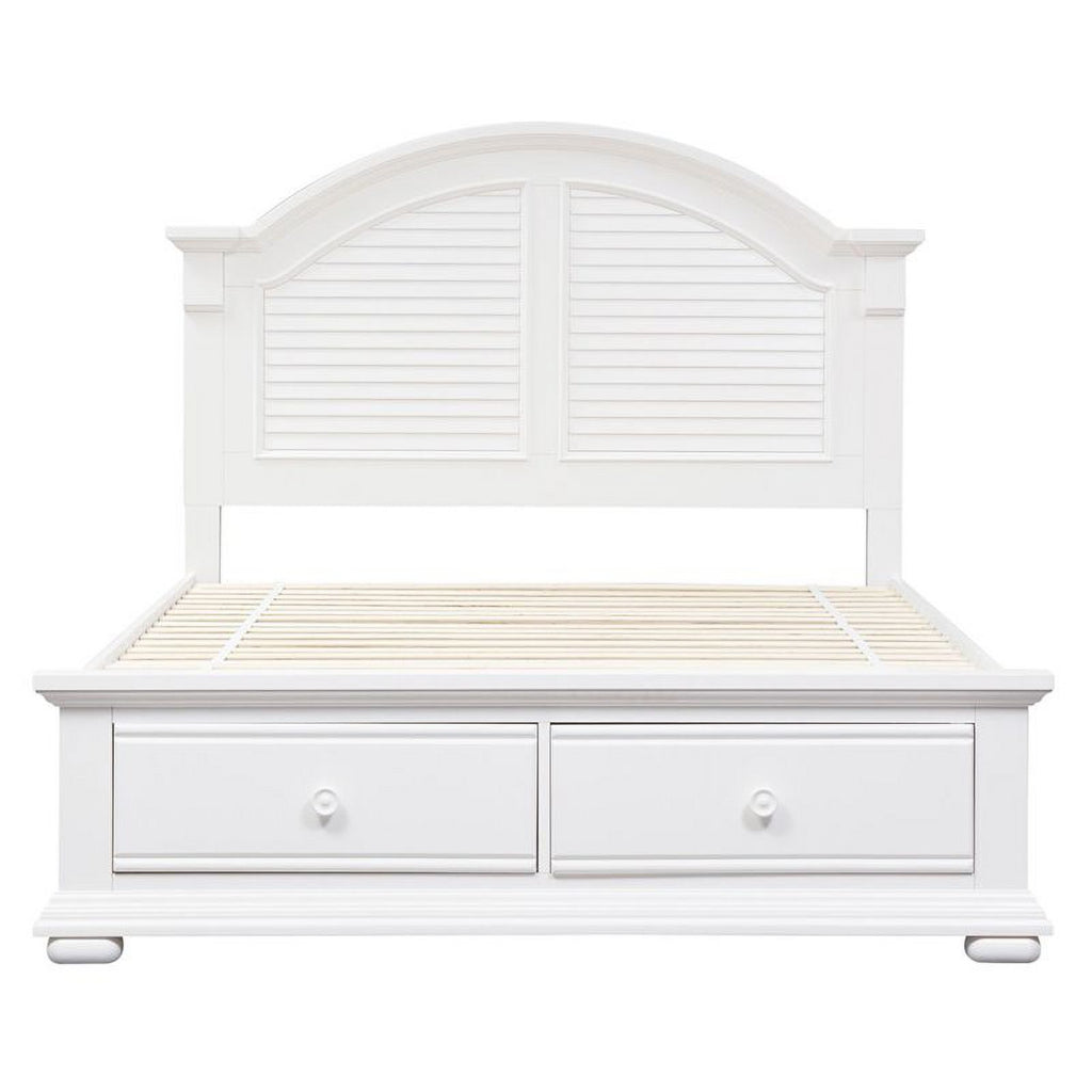 White Wood Queen Panel Headboard S92885