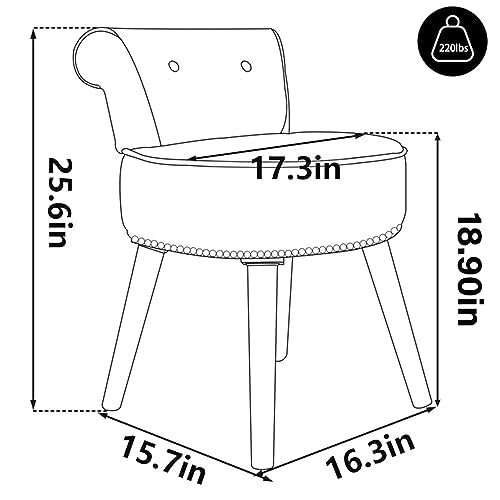 Grey Velvet Vanity Stool Chair with Back O119042