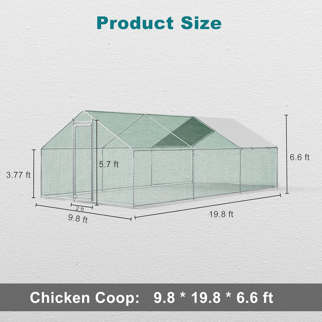 Metal Chicken Coop Galvanized Steel Walk-in Poultry Cage E645