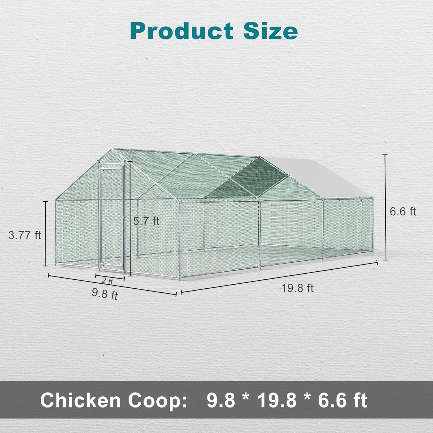 Metal Chicken Coop Galvanized Steel Walk-in Poultry Cage E645