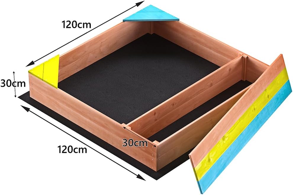 Large Wooden Sandbox with Seat Boards J65993