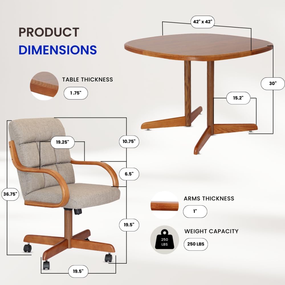 5-Piece 42x42 Laminate Dining Set with Caster Chairs A36862