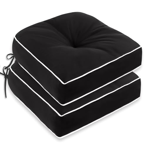Beige 19x19 Inch Waterproof Tufted Chair Cushion Set of 2 C8824