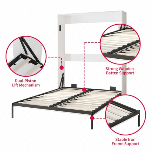 Dark Grey Murphy Bed with Wardrobe S394143