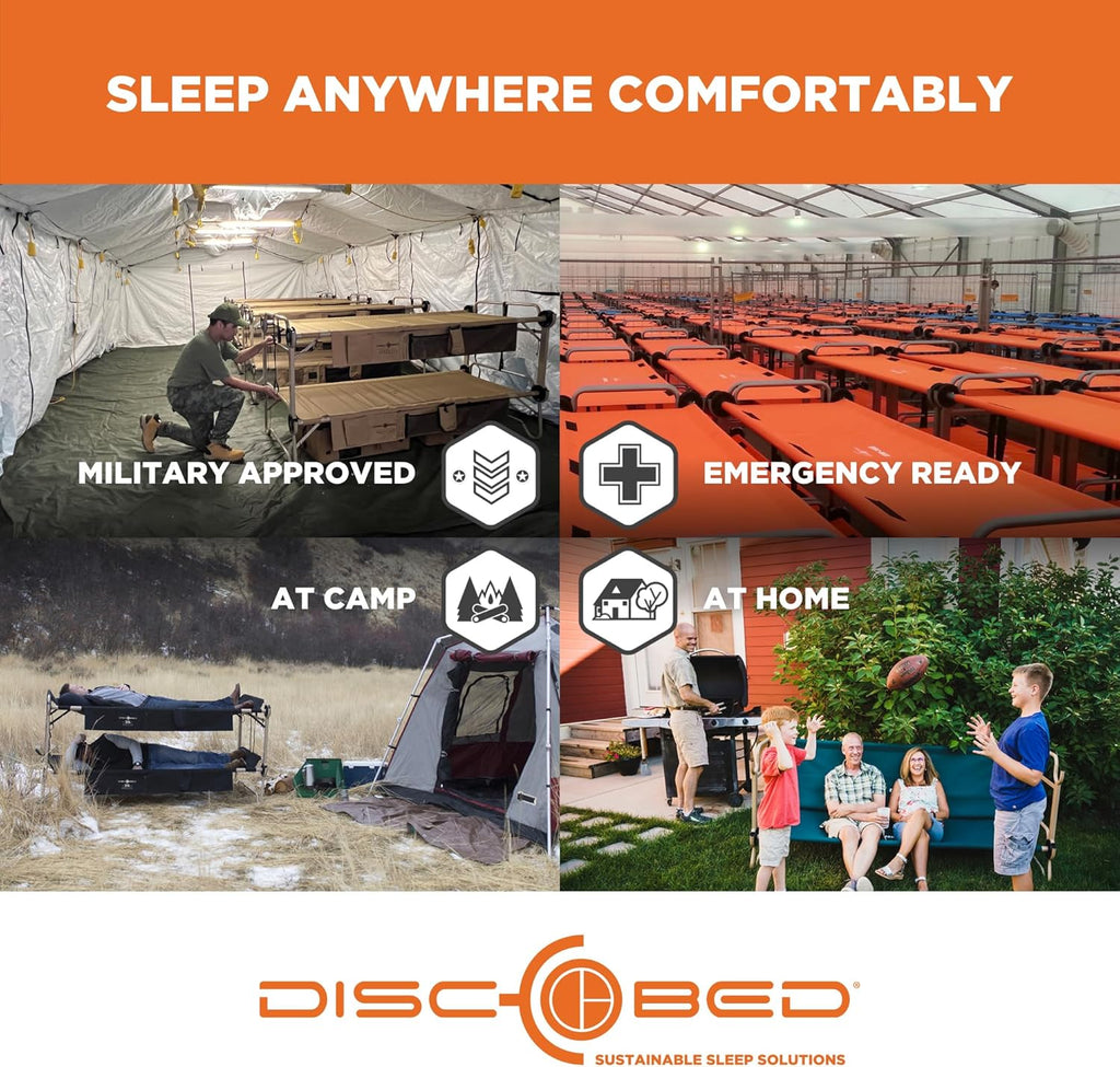 Black Outdoor Convertible 2 Person Camping Cot with 2 Side Organizers W490