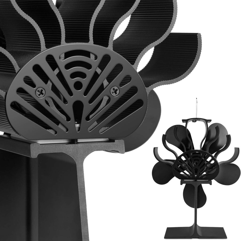 5-Blades Heat Powered Stove Fan with Thermometer Pack of 2 R64071