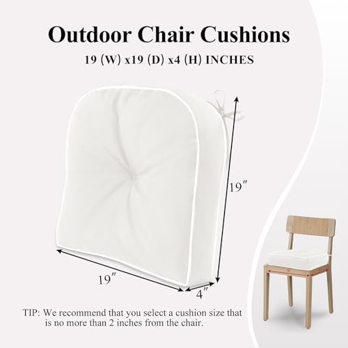 Beige 19x19 Inch Waterproof Tufted Chair Cushion Set of 2 C8824