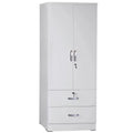 White Wood 2-Door Wardrobe Armoire with 2-Drawers N2250
