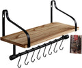 Rustic Wood Shelf with 8 Hooks X620