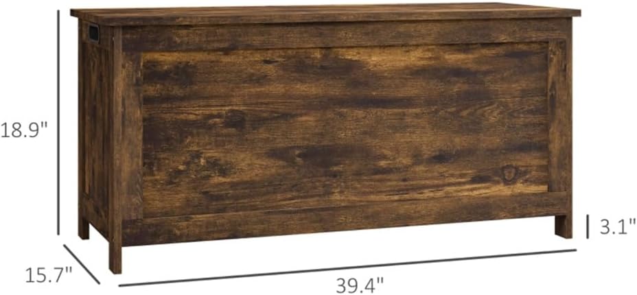 Large Wooden Storage Chest Trunk with Lid, Brown Y94751